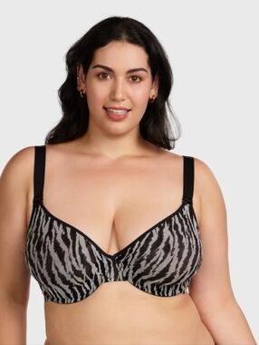 HSIA Zebra Wild Black Unlined Underwire Mesh Bra 36DD NEW